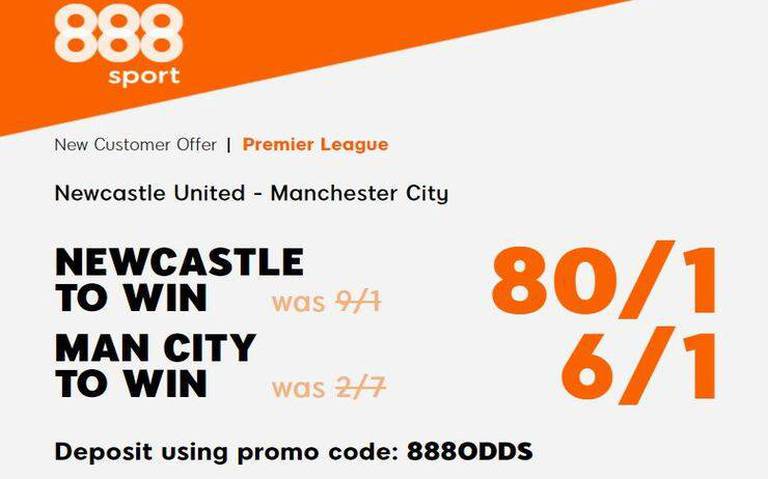Get 80/1 for Newcastle v 6/1 for Man City to win